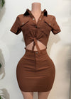 BRANDY DRESS BROWN