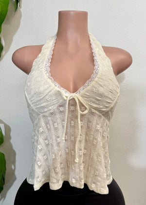 Abigail Lace Halter Top Ivory
