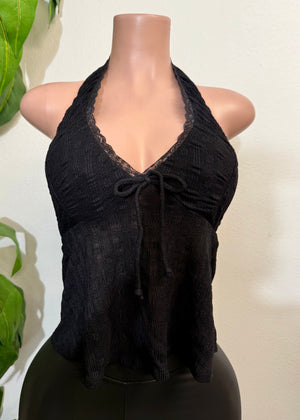 Abigail Lace Halter Top Black