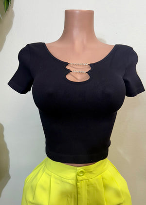 Luna Black Crop Top
