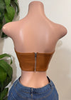 Athena Mocha Faux Leather Corset