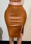 Jayden Mocha   Faux Leather Skirt