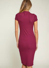 AURORA BURGUNDY SHORT SLEEVE DRESS