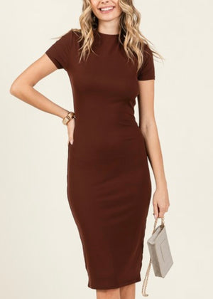 AURORA BROWN SHORT SLEEVE DRESS