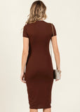 AURORA BROWN SHORT SLEEVE DRESS