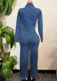 PARKER LONG SLEEVE DENIM JUMPSUIT