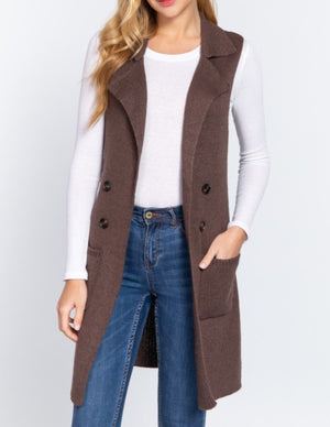 HANDLE IT CARDIGAN VEST BROWN