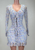 ISAMAR BLUE LONG SLEEVE FLORAL DRESS