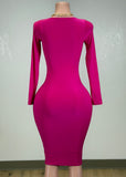 SEELEY PINK LONG SLEEVE MIDI DRESS