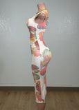 KAILUA WHITE/PINK FLOWER PRINT BODYCON MIDI DRESS