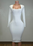 SEELEY WHITE LONG SLEEVE MIDI DRESS