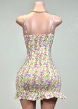 ZINNIA PINK FLORAL STRAPPY MINI DRESS