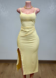 BROOKLIN YELLOW SLEEVELESS MIDI DRESS