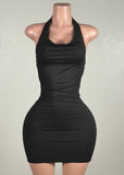MALIA BLACK COWL NECK BODYCON MINI DRESS