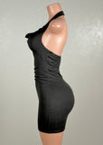 MALIA BLACK COWL NECK BODYCON MINI DRESS