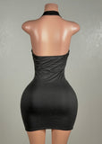 MALIA BLACK COWL NECK BODYCON MINI DRESS