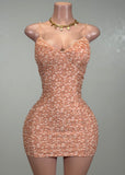 AULANI PEACH FLORAL STRAPPY MINI DRESS