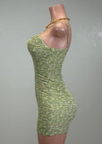 AULANI GREEN FLORAL STRAPPY MINI DRESS