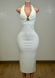 REMI WHITE HALTER OPEN BACK MAXI DRESS