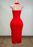 REMI RED HALTER OPEN BACK MAXI DRESS