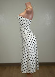 MYLA WHITE POLKA DOT STRAPLESS MIDI DRESS