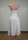 MYLA WHITE POLKA DOT STRAPLESS MIDI DRESS