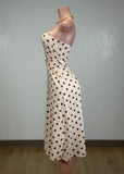 MYLA COFFEE POLKA DOT STRAPLESS MIDI DRESS