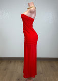 JOLINE RED STRAPLESS MAXI DRESS