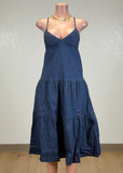 BIANCA BLUE DENIM SPAGHETTI STRAPS MIDI DRESS