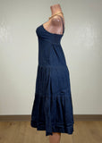 BIANCA BLUE DENIM SPAGHETTI STRAPS MIDI DRESS