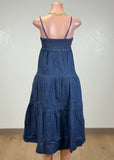 BIANCA BLUE DENIM SPAGHETTI STRAPS MIDI DRESS