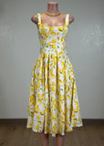 ILEANA LEMON PRINT WOVEN MIDI DRESS