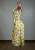 ILEANA LEMON PRINT WOVEN MIDI DRESS