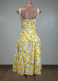 ILEANA LEMON PRINT WOVEN MIDI DRESS