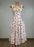 SADIE CHERRY PRINT WOVEN MIDI DRESS
