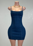 CECILE BLUE DENIM BODYCON MINI DRESS