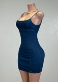 CECILE BLUE DENIM BODYCON MINI DRESS
