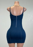 CECILE BLUE DENIM BODYCON MINI DRESS