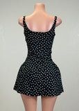 CORIE BLACK POLKA DOTS STRETCHY MINI DRESS WITH SHORT