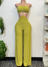 RUTH LIME GREEN WRINKLED HALTER JUMPSUIT
