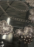 METAL HEART RHINESTONE CHAIN BELT
