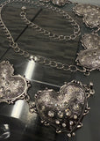 METAL HEART RHINESTONE CHAIN BELT
