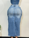 ALBANY MID DENIM HIGH WAISTED CARGO SKIRT