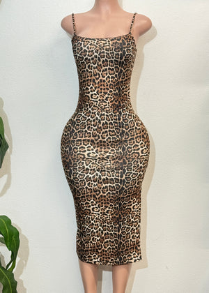 CAMPBELL CHEETAH PRINT SIDE SLIT BODYCON MINI DRESS