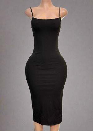 CAMPBELL BLACK SIDE SLIT BODYCON MINI DRESS