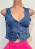 DUBLIN MID DENIM STRETCHY VEST