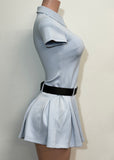 BANKS BABY BLUE COLLARED NECK BELTED SHORT SLEEVE MINI DRESS
