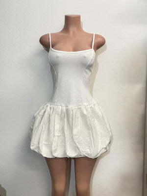 ELGIN WHITE SLEEVELESS BUBBLE SKIRT MINI DRESS