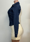 NETTY DARK DENIM BUTTON DOWN LONG SLEEVE SHIRT