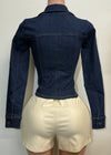 NETTY DARK DENIM BUTTON DOWN LONG SLEEVE SHIRT